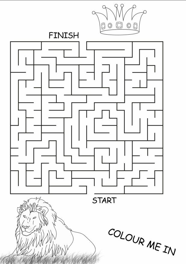 lions maze activity page